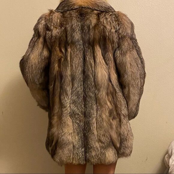 🍄 Crystal Fox Fur Genuine Brown Fur Coat - Picture 3 of 15